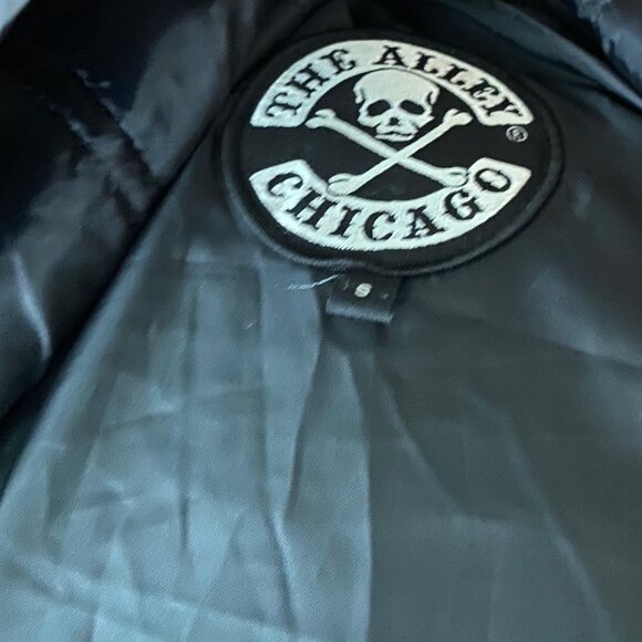 The Alley Chicago Red motorcycle Jacket Vegan Leather multi pocket small - Picture 7 of 10